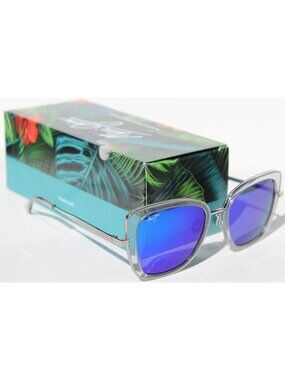 MAUI JIM Violet Lake POLARIZED Sunglasses Silver Titanium/Blue Mirror NEW Japan
